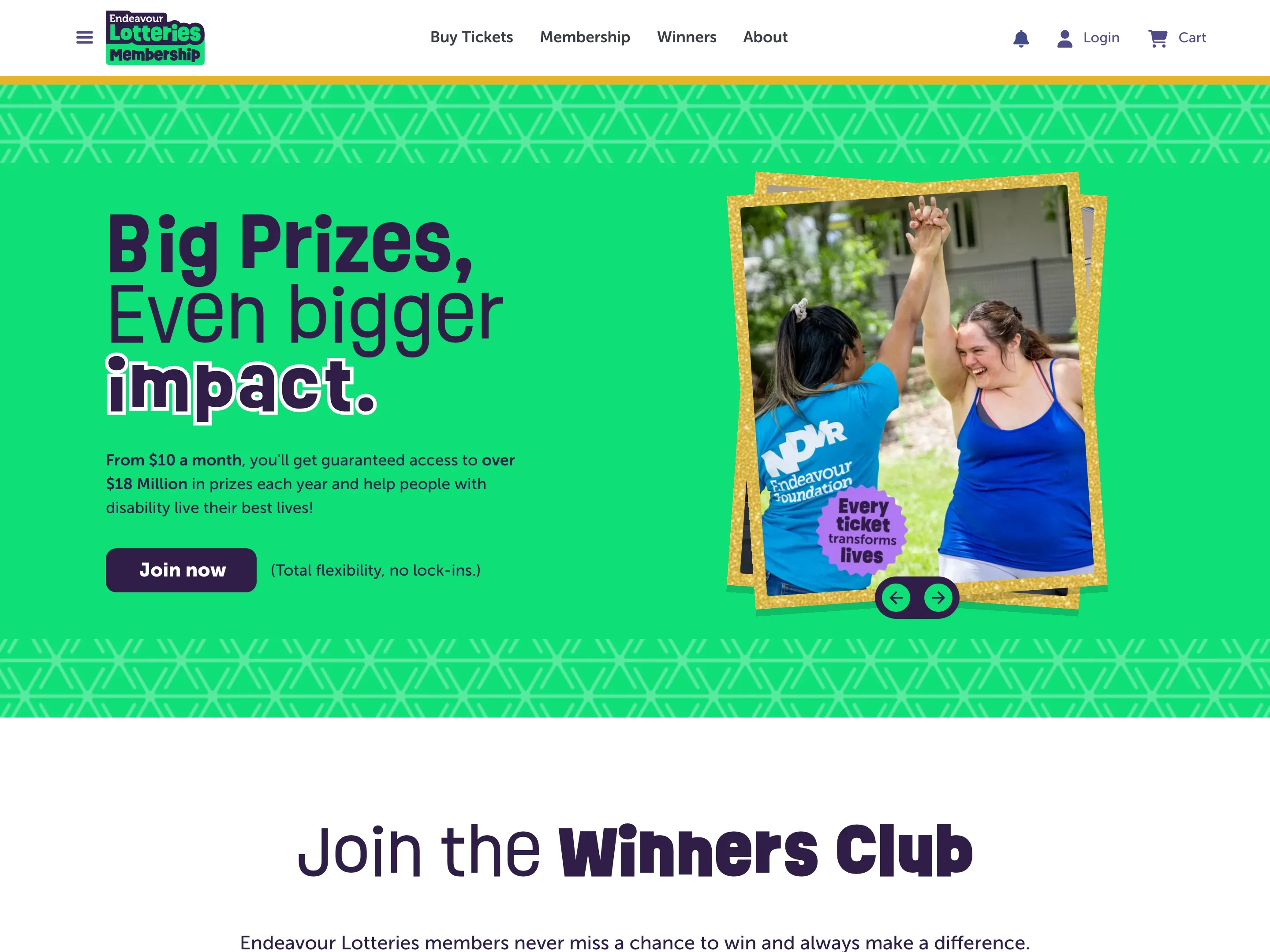 The Endeavour Lotteries Membership page
