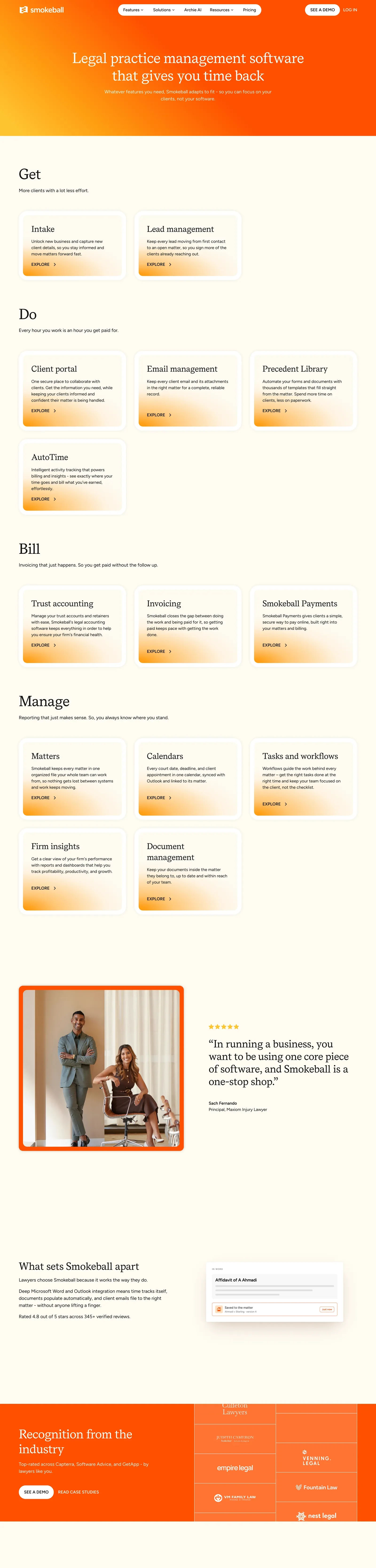 The full Smokeball features page