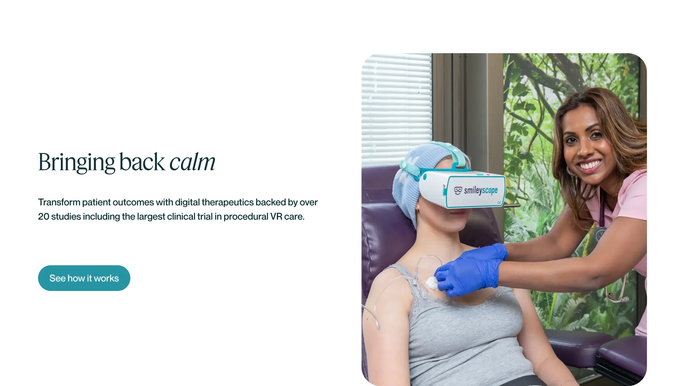 Bringing back calm: a patient in the headset during a procedure