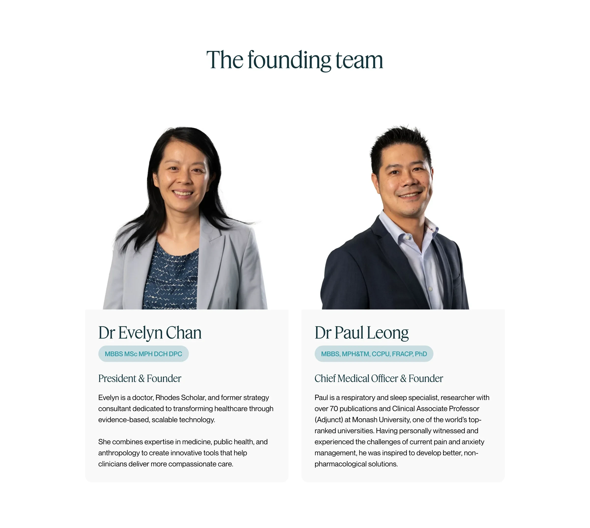 The founding team: Dr Evelyn Chan and Dr Paul Leong