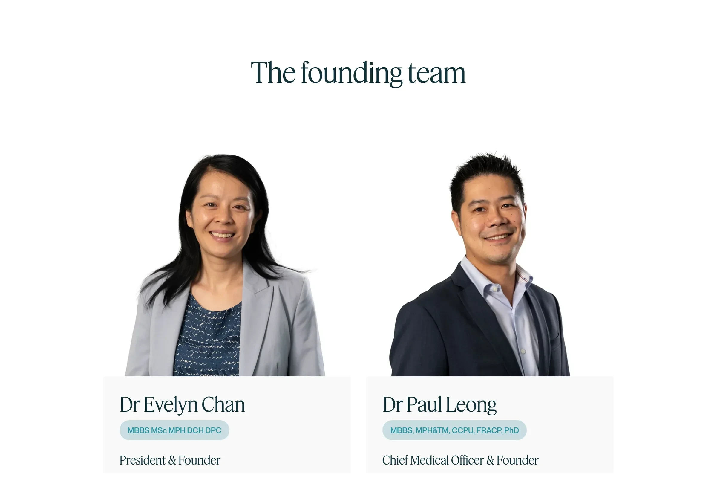 The founding team: Dr Evelyn Chan and Dr Paul Leong