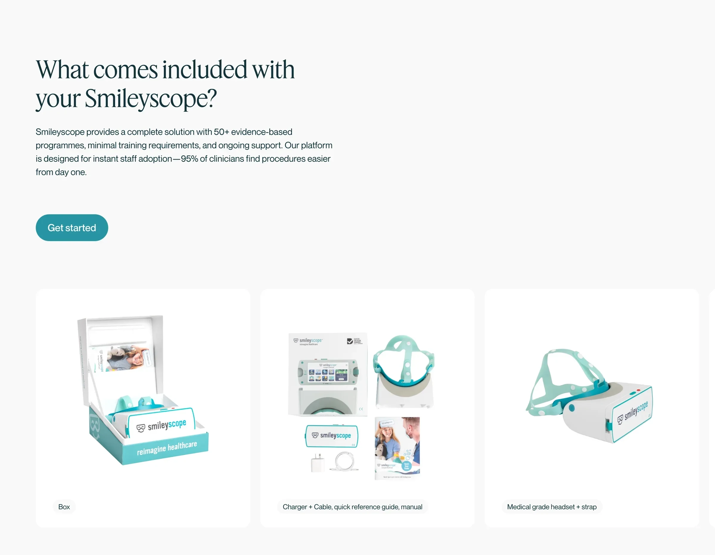 What comes included: the box, charger and headset in a carousel