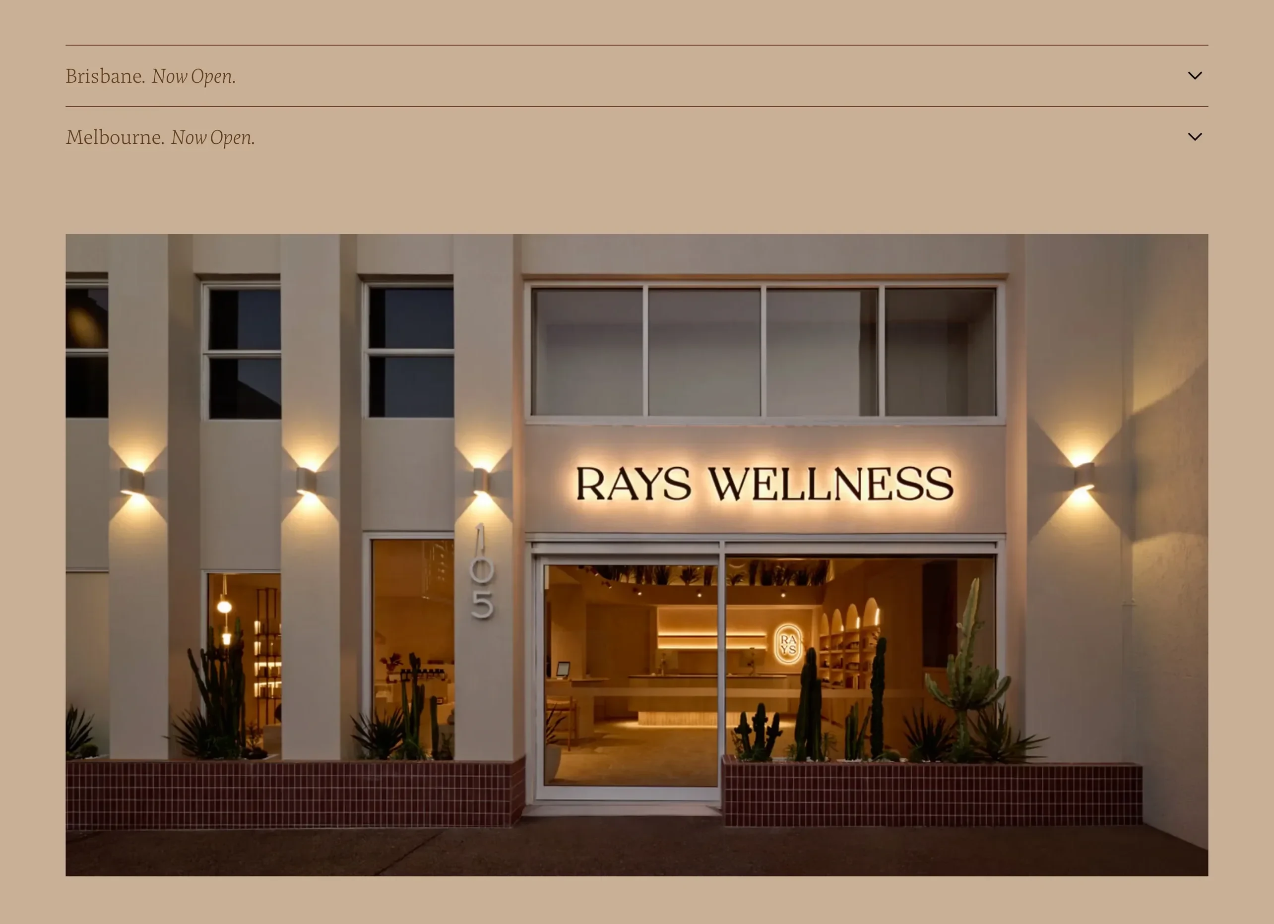 Locations: Brisbane and Melbourne, both now open, above the Fortitude Valley shopfront at dusk