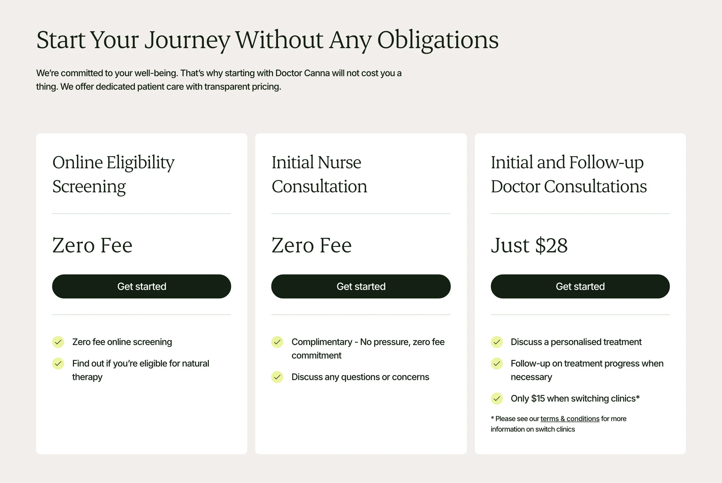 Start your journey without any obligations: the three steps with their prices and the switching offer terms