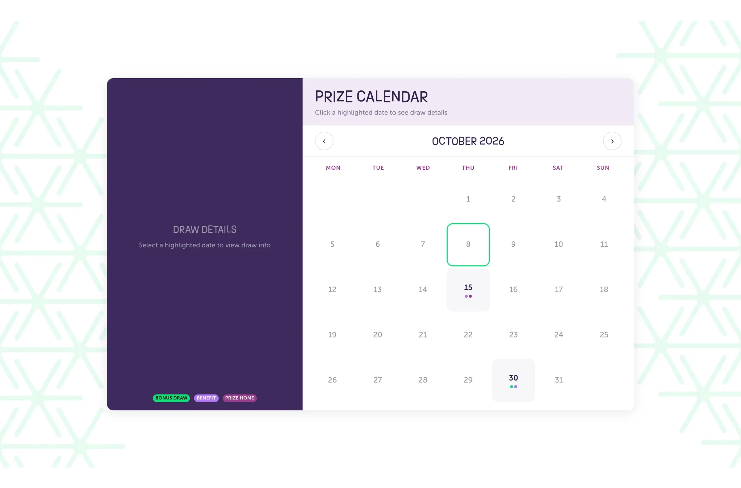 The members’ prize calendar for October 2026