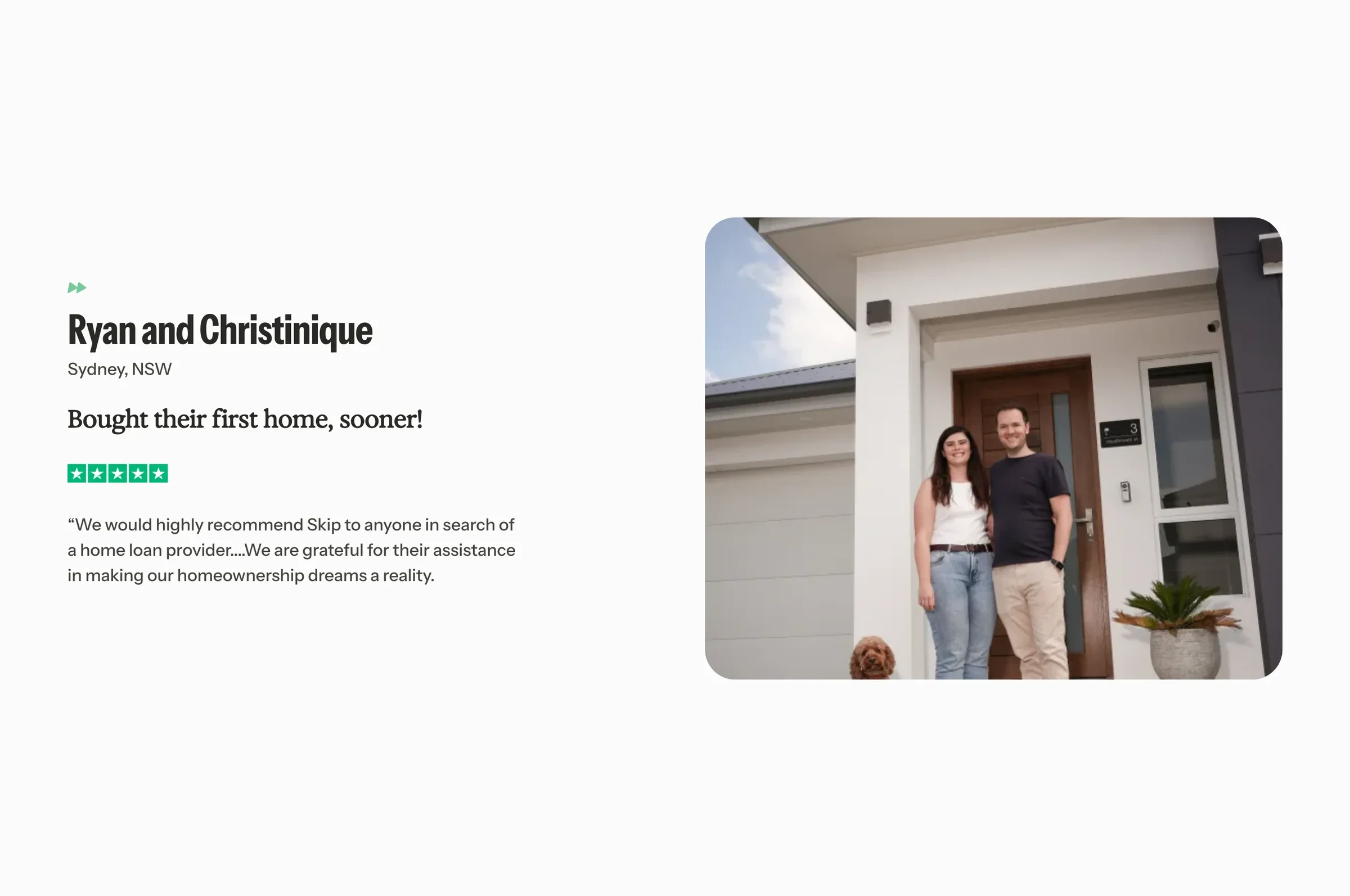 A customer story: a couple at the door of their first home