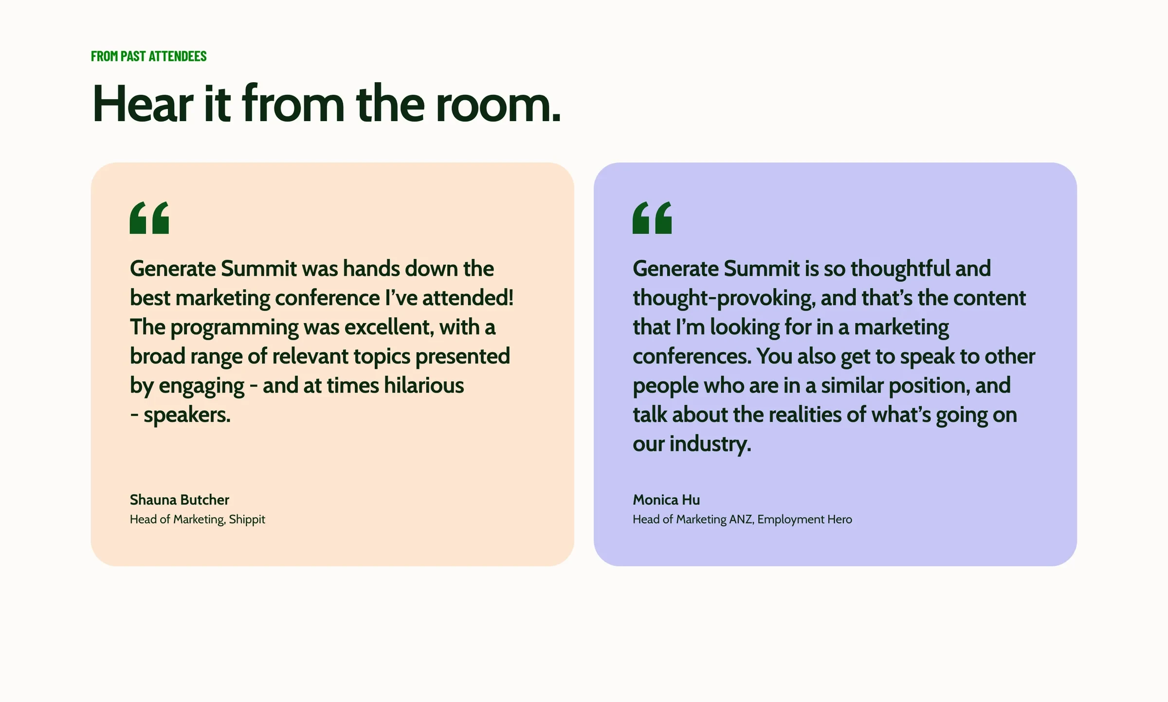 Hear it from the room: two attendees’ quotes about Generate Summit