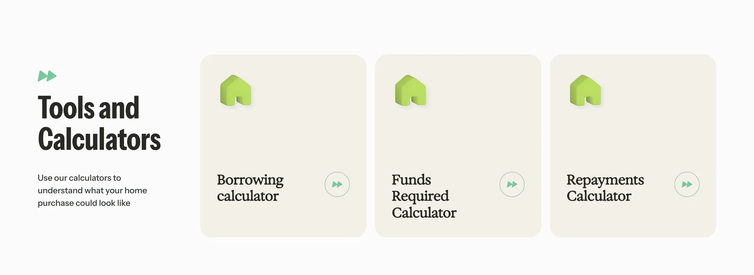 Skip’s tools and calculators: three cards, each opening a calculator
