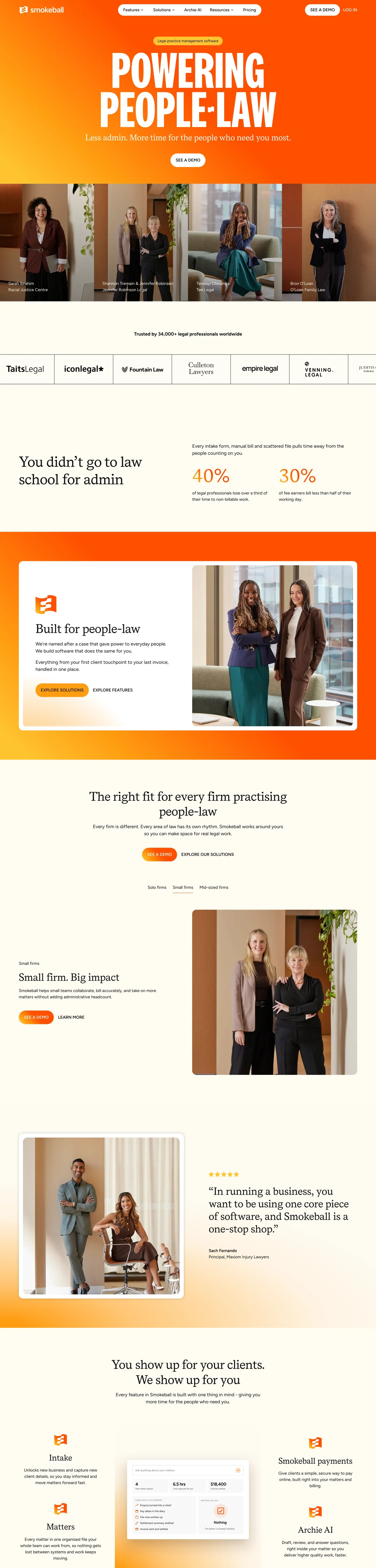 The full Smokeball home page
