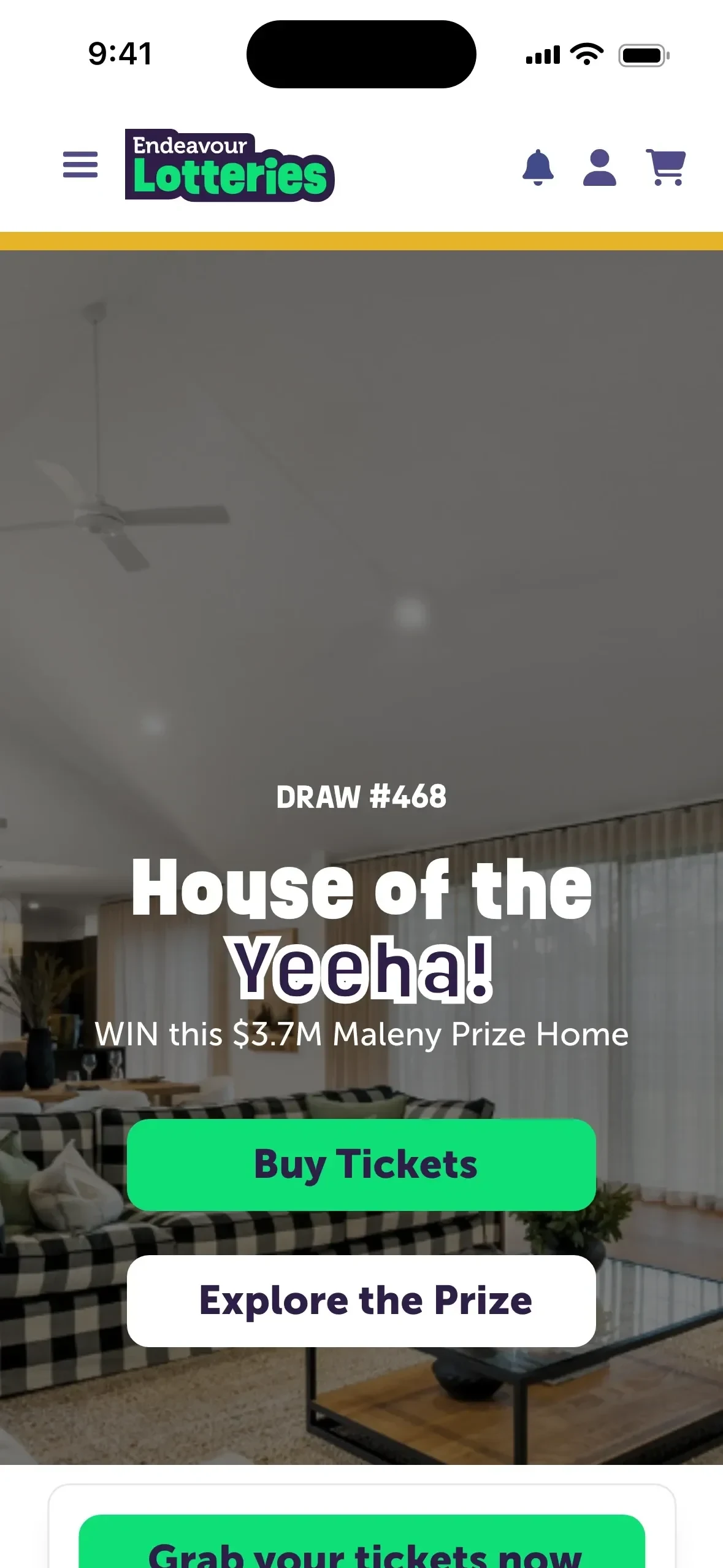 The House of the Year draw page on a phone