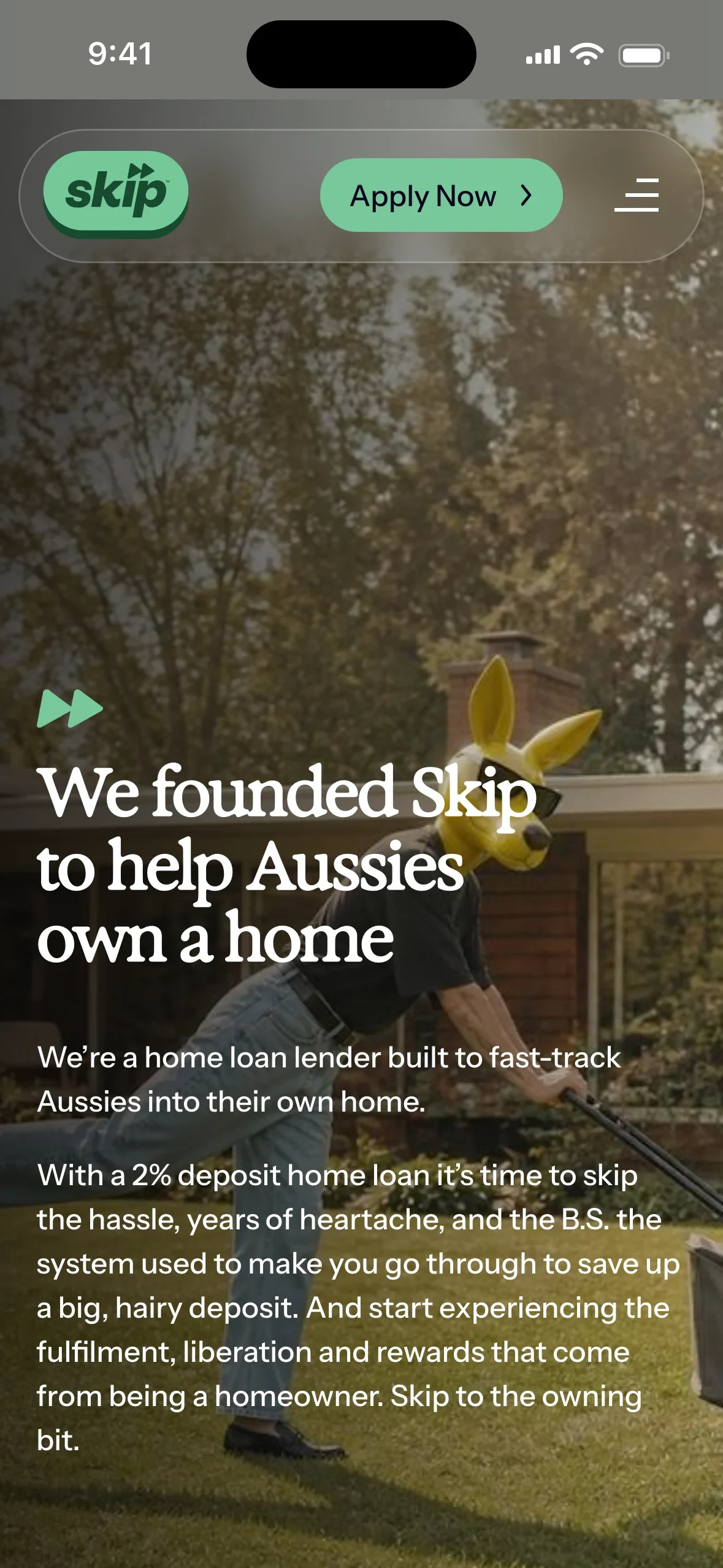 The Skip About page on a phone: “We founded Skip to help Aussies own a home”