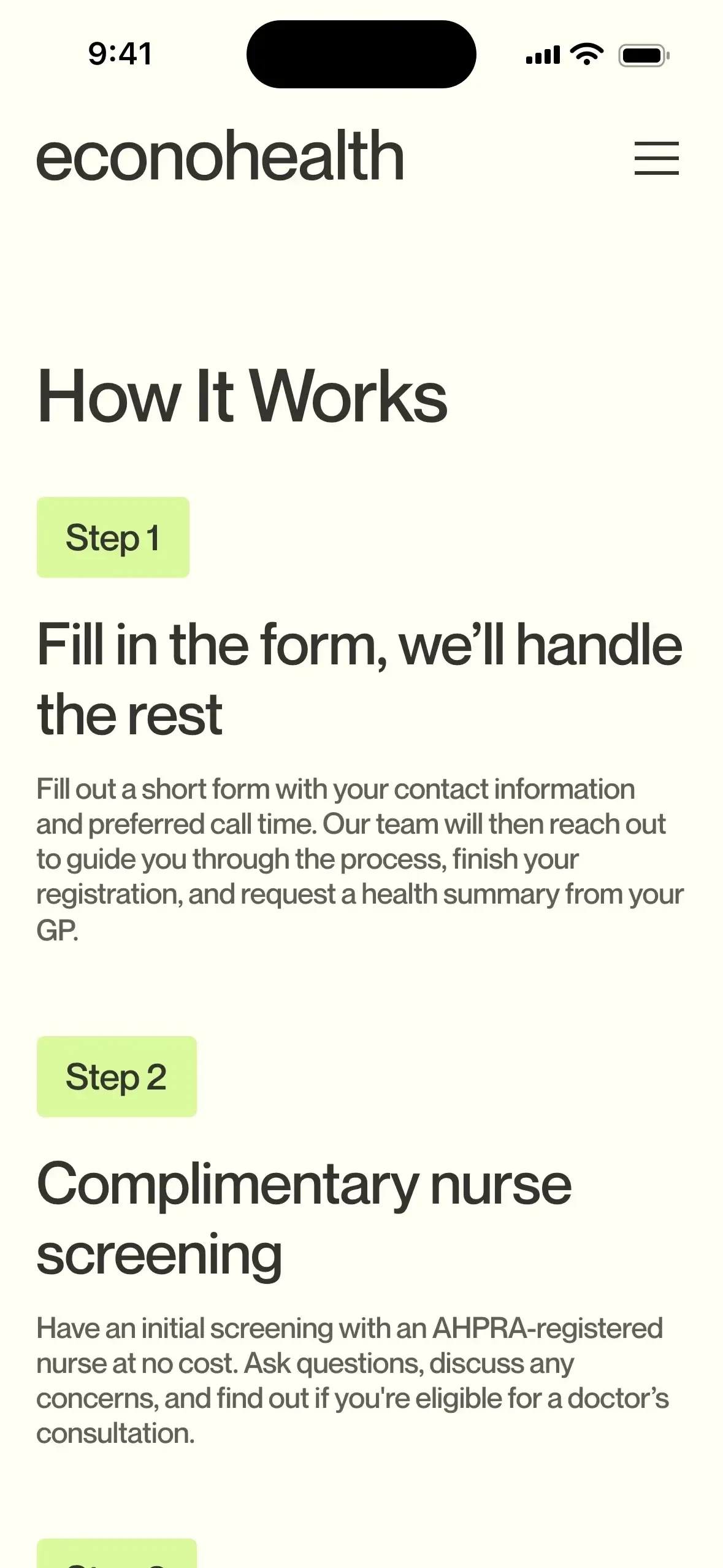 How Econohealth works, on a phone