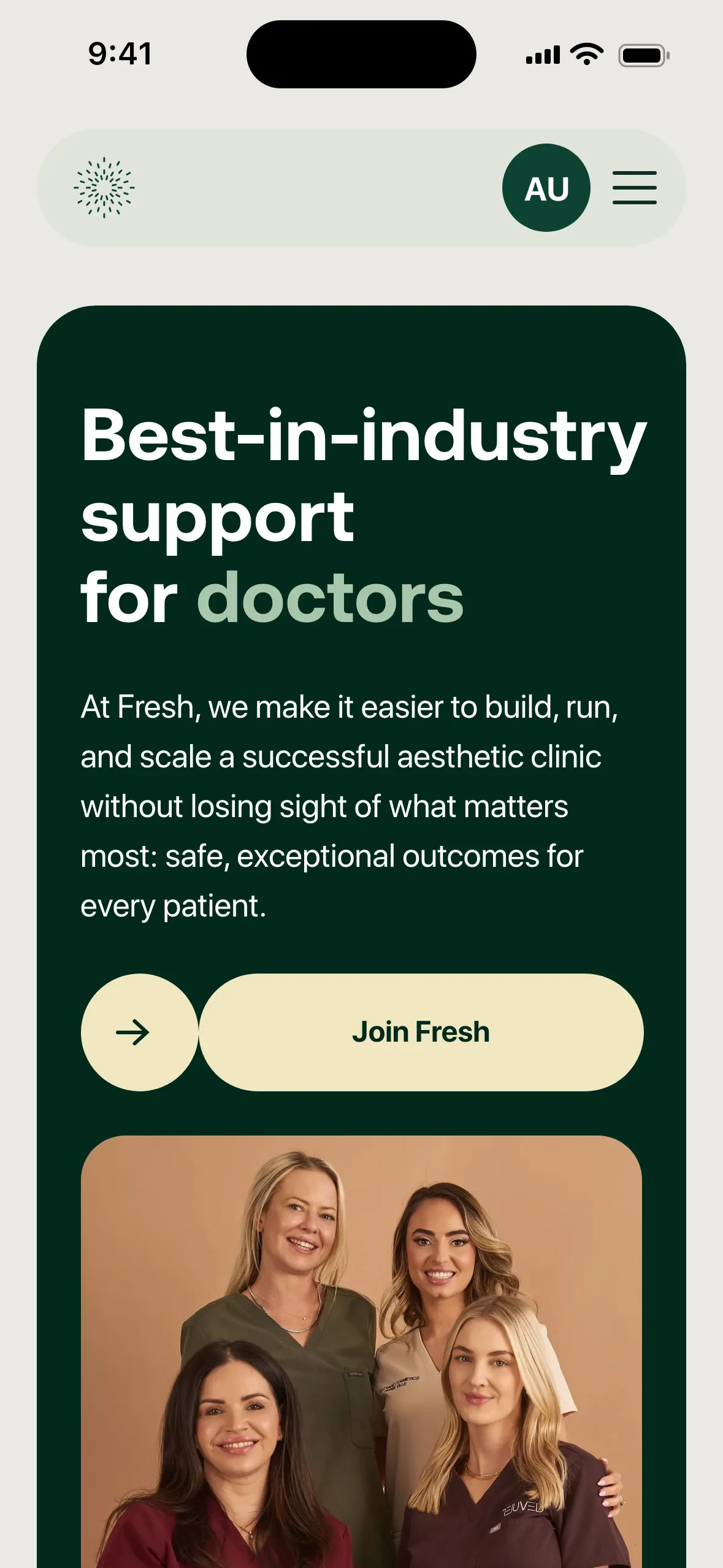 The page for doctors on a phone
