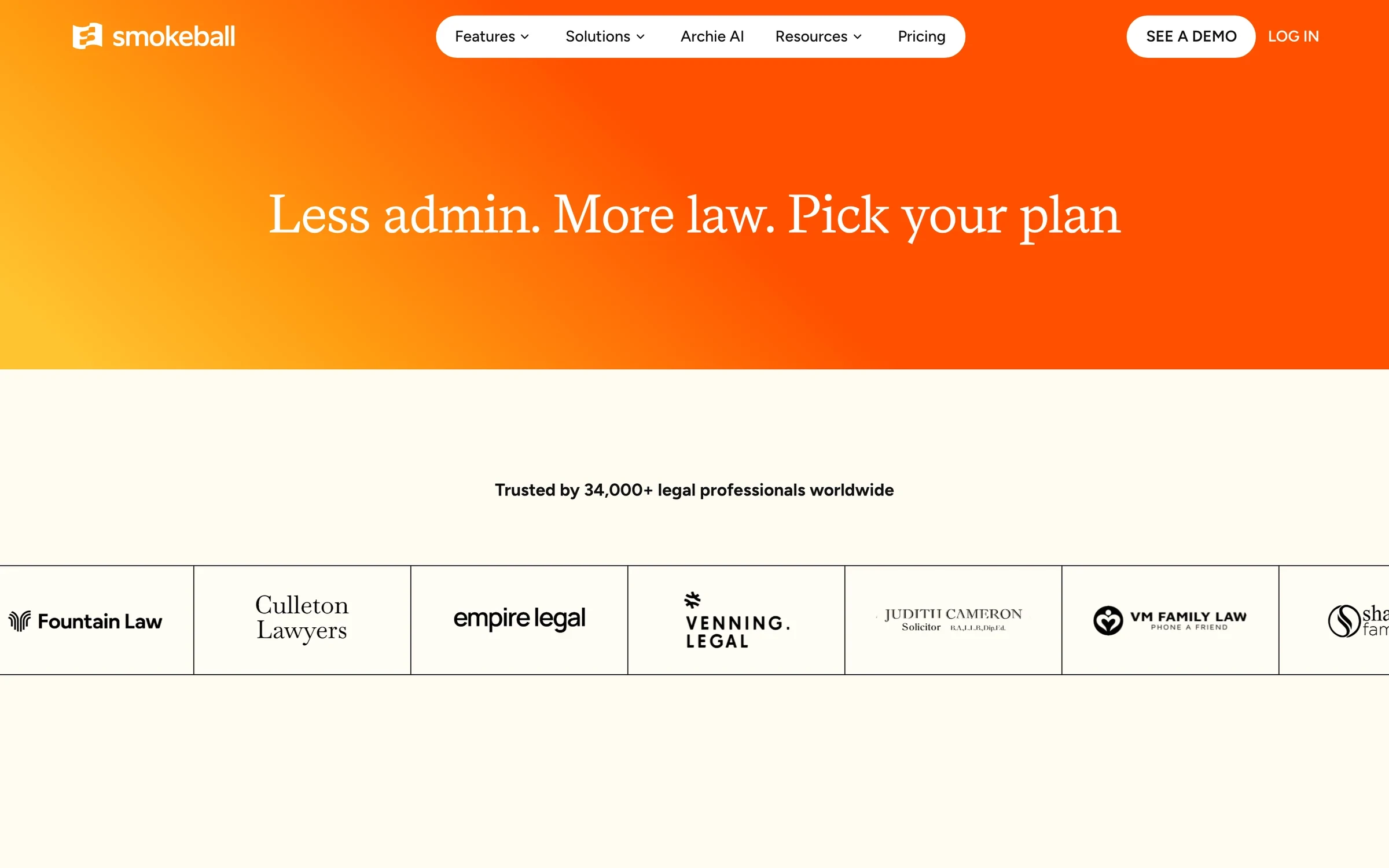 The Smokeball pricing page
