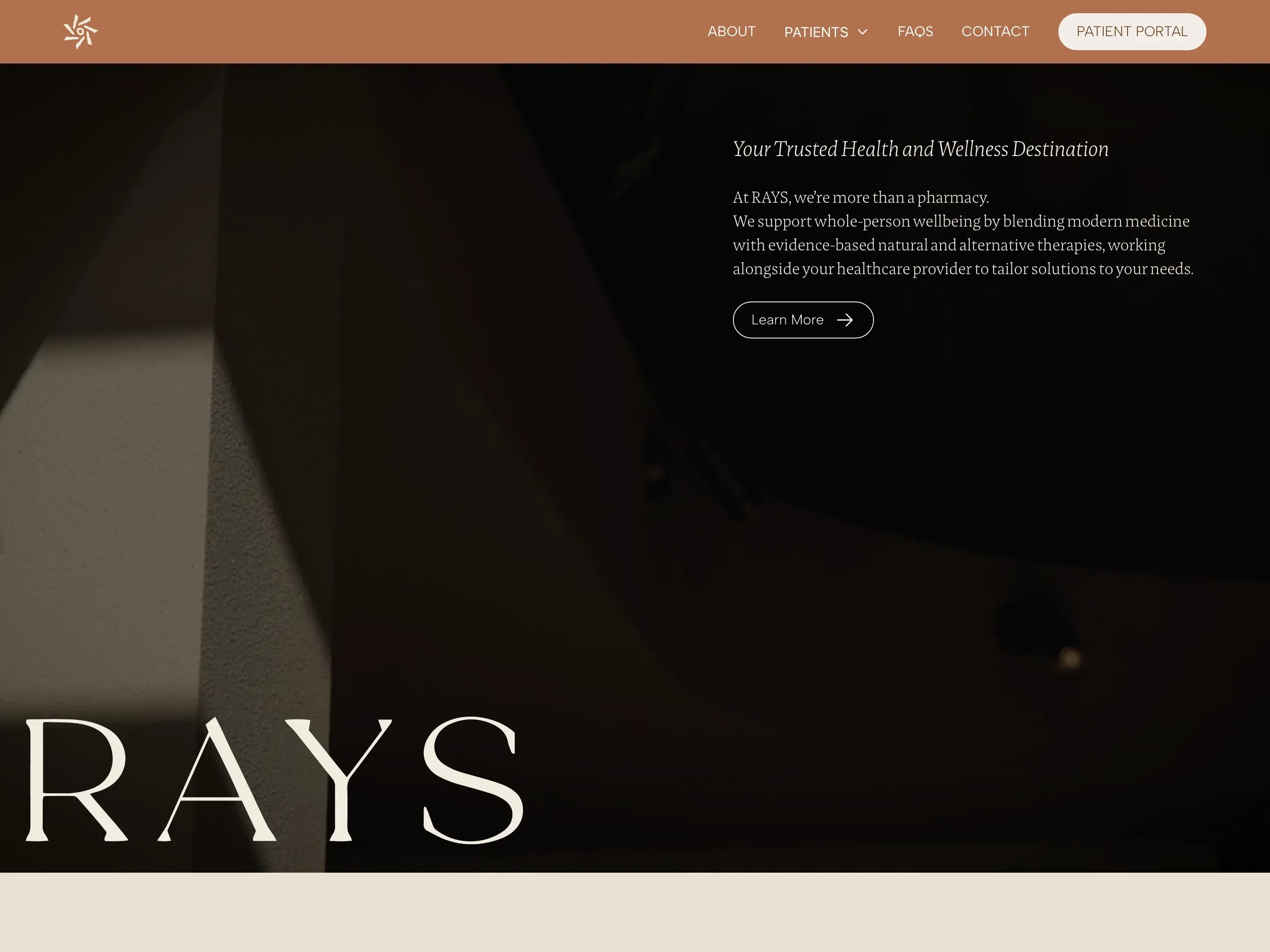 The RAYS Wellness home page