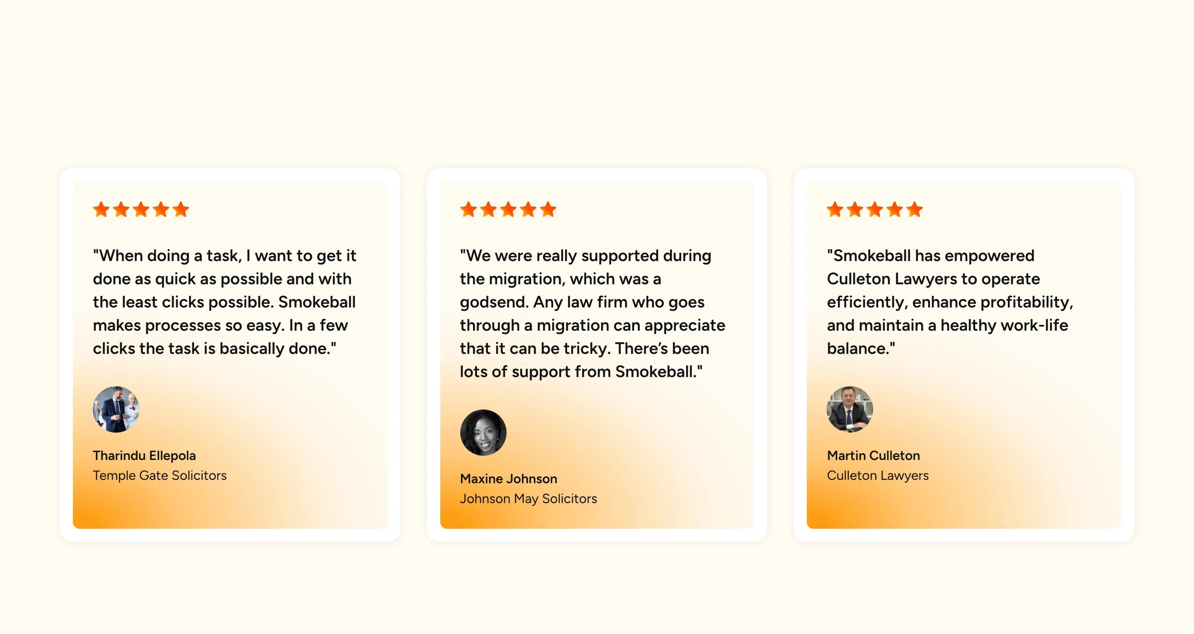 Three reviews from UK law firms on the UK home page